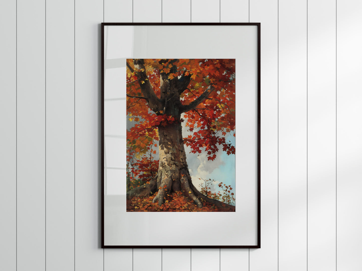 Autumnal Splendor of a Canadian Maple- vivid colors, realism, Canadian landscape, autumn scene, Evan Tremblay