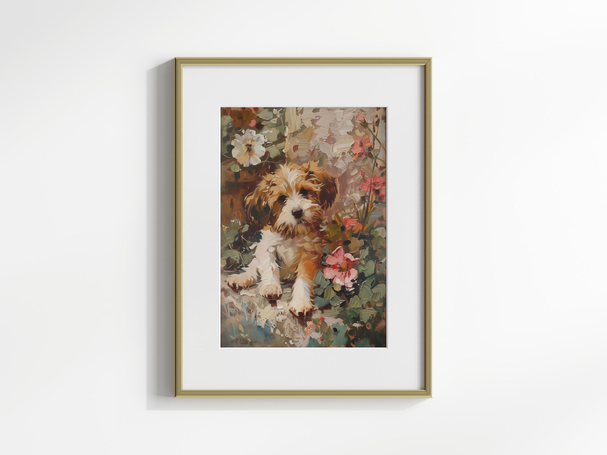 Playful Puppy Times in the Garden- color palette, puppies, Mexico, painting, garden