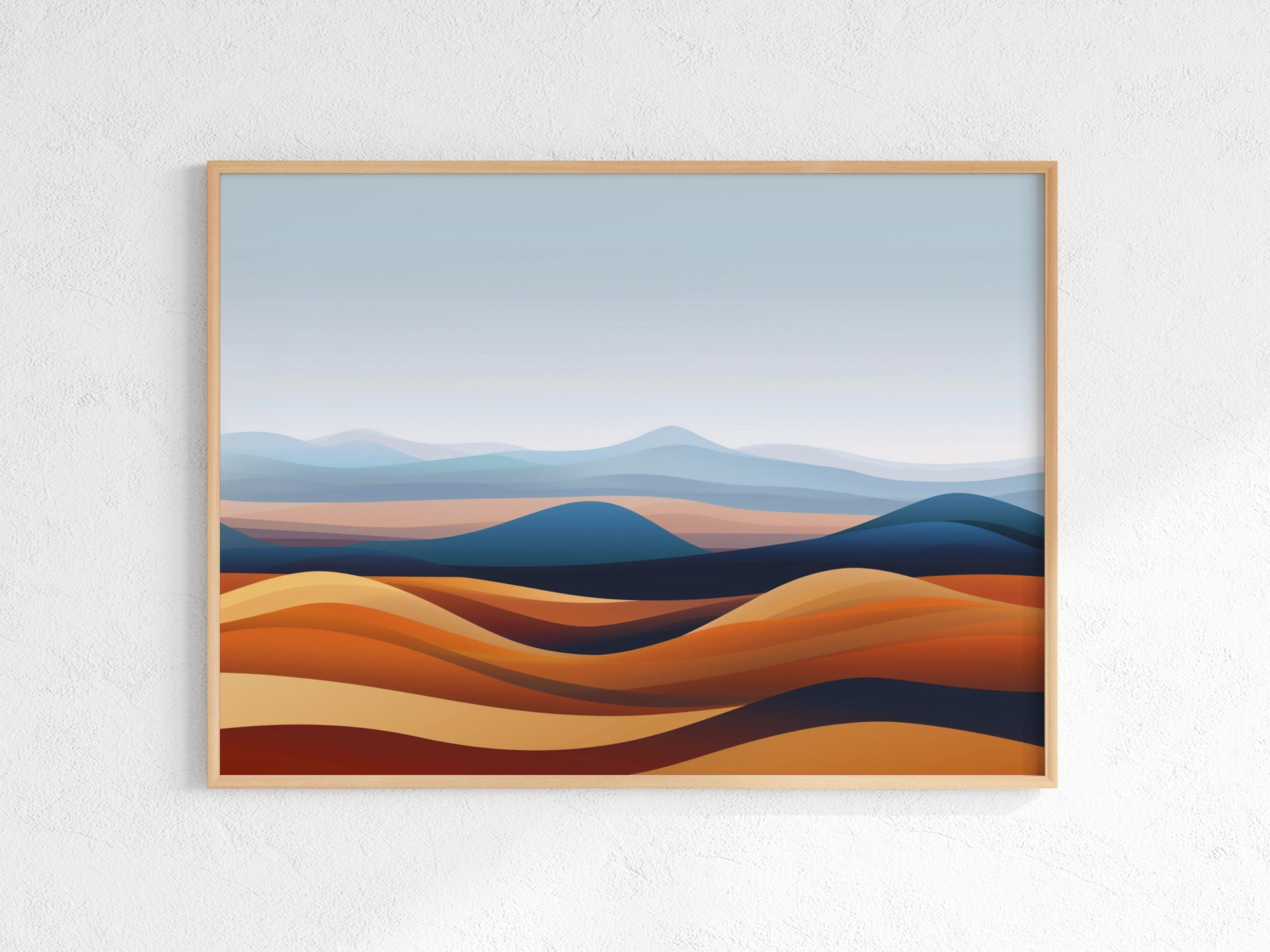 Mojave Rhapsody- Tranquility, Mountain ranges, Contemporary, Geometric shapes, Stylized art