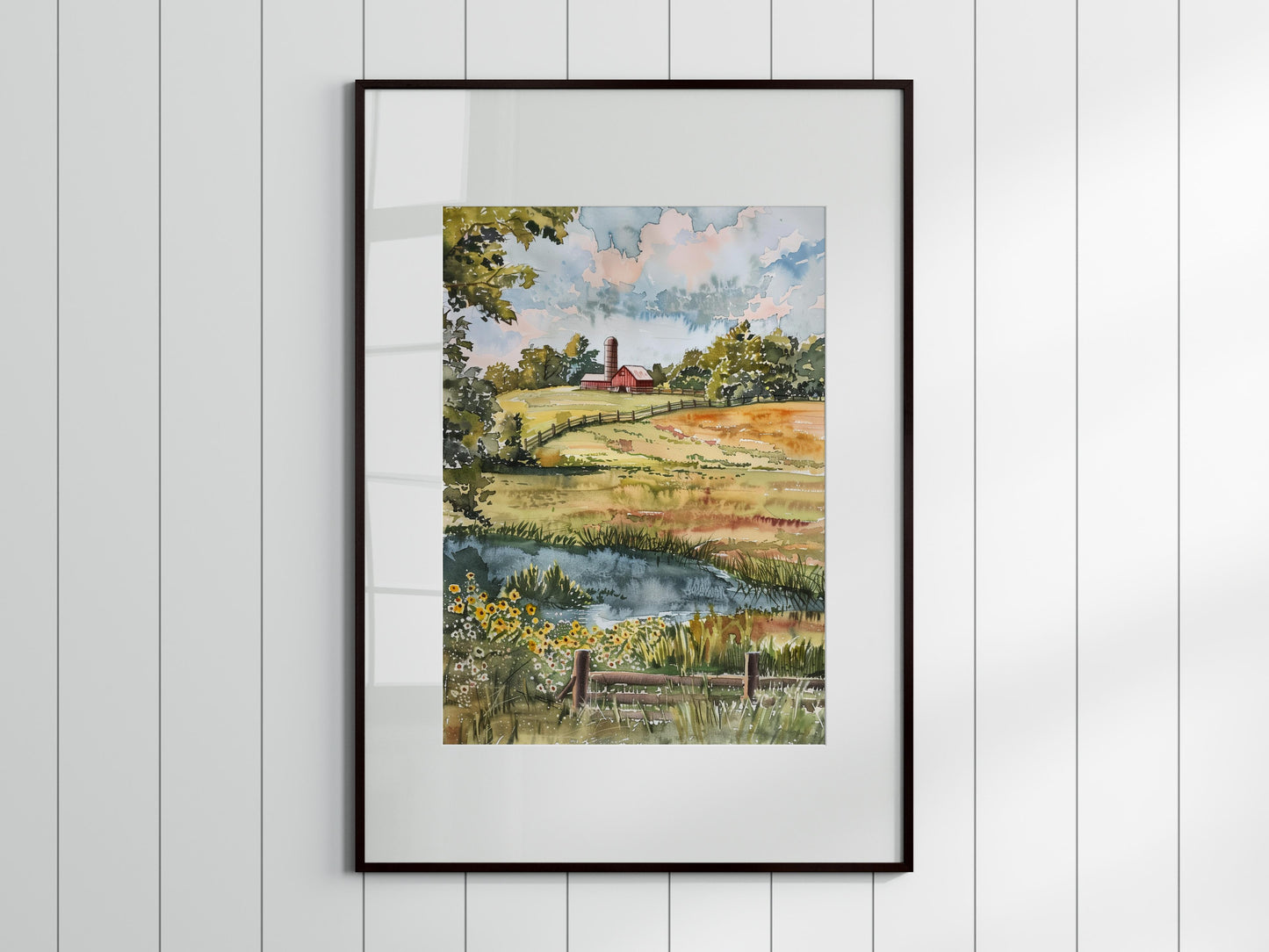 Morgenstille auf dem Land- farmland, Akiro Tanaka, country art, decorative art, farm