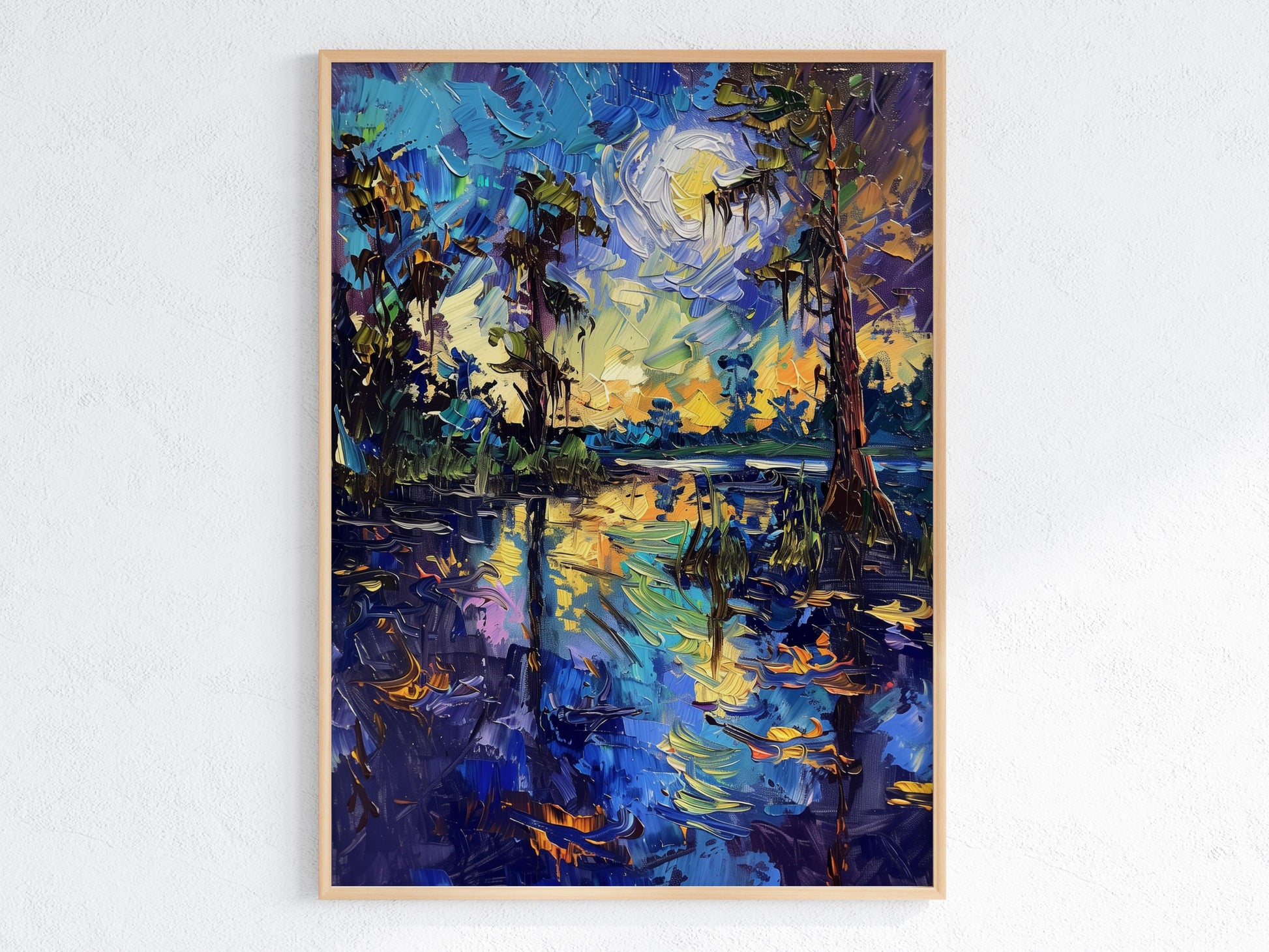 Mystical Twilight in the Bayous- Post-Impressionism, expressive brushstrokes, mood landscape, American modernism, play of light