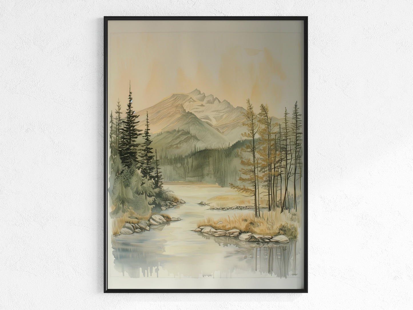 Whisper of Mountain Serenity- Peaceful scene, Home decor, Art print, Gift idea, Expressionism