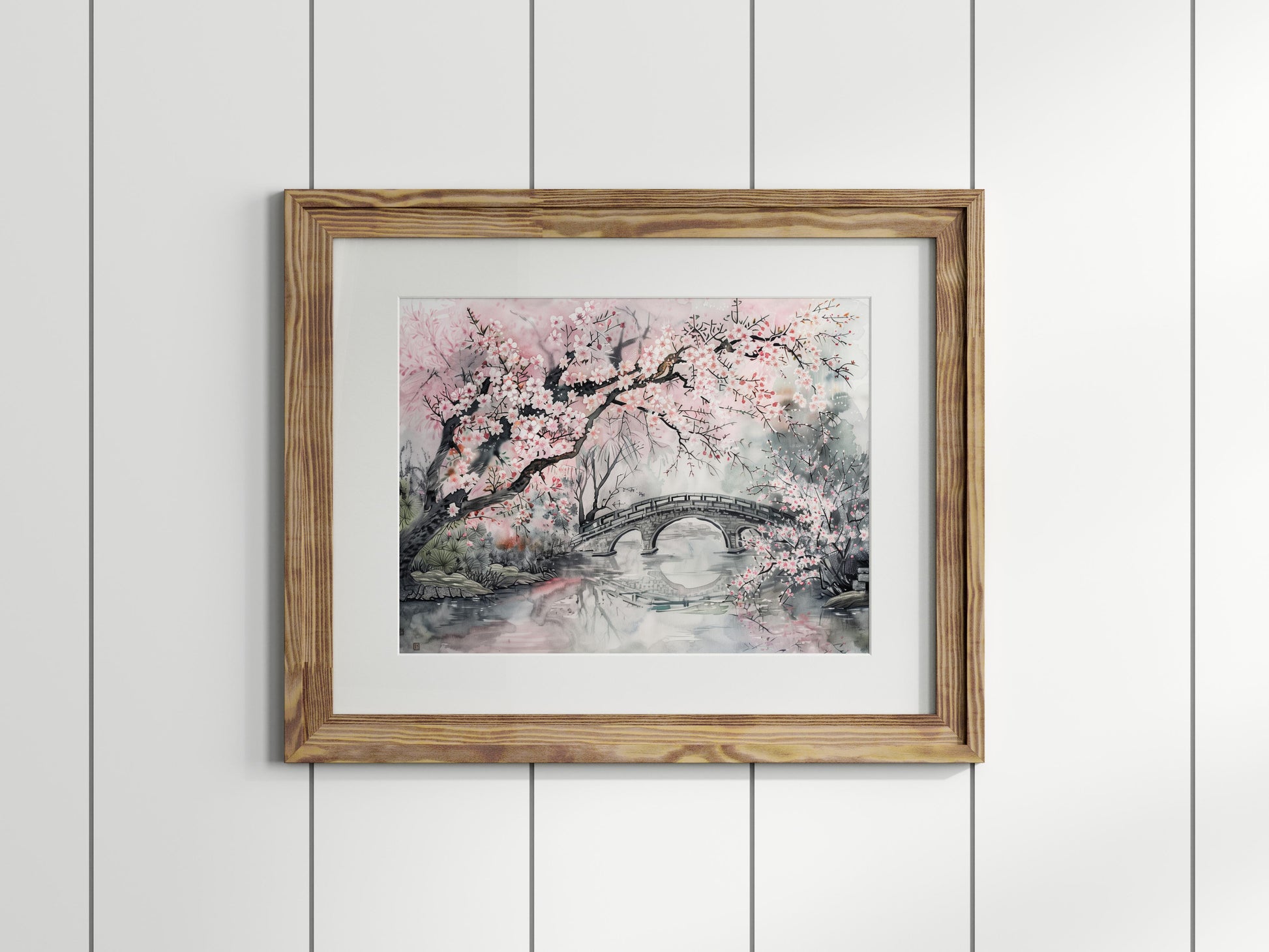 Frühlingsflüstern im Sakura-Garten- ink art, cherry blossoms, depiction of nature, art collector, Sakura