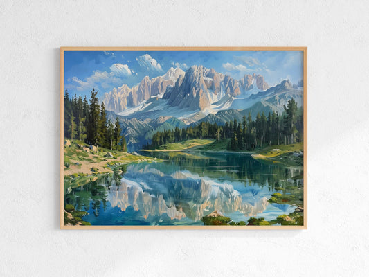 Reflection of Watzmann- Watzmann, landscape painting, reflection, Evan Tremblay, Canadian artists